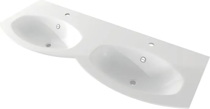 Lavabo a incasso rettangolare L 138 x H 1.2 x P 52 cm in resina bianco opaco
