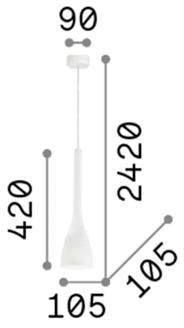 Sospensione Moderna Flut Vetro Nero 1 Luce E14 Small