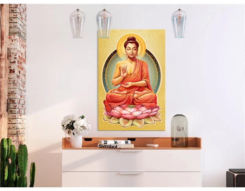 Quadro  Peace of Buddha (1 Part) Vertical  Colore Giallo, Dimensioni e Misure 60x90