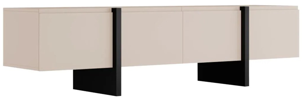 Mobile TV con 4 ante in MDF Beige e Nero - LUVONIA