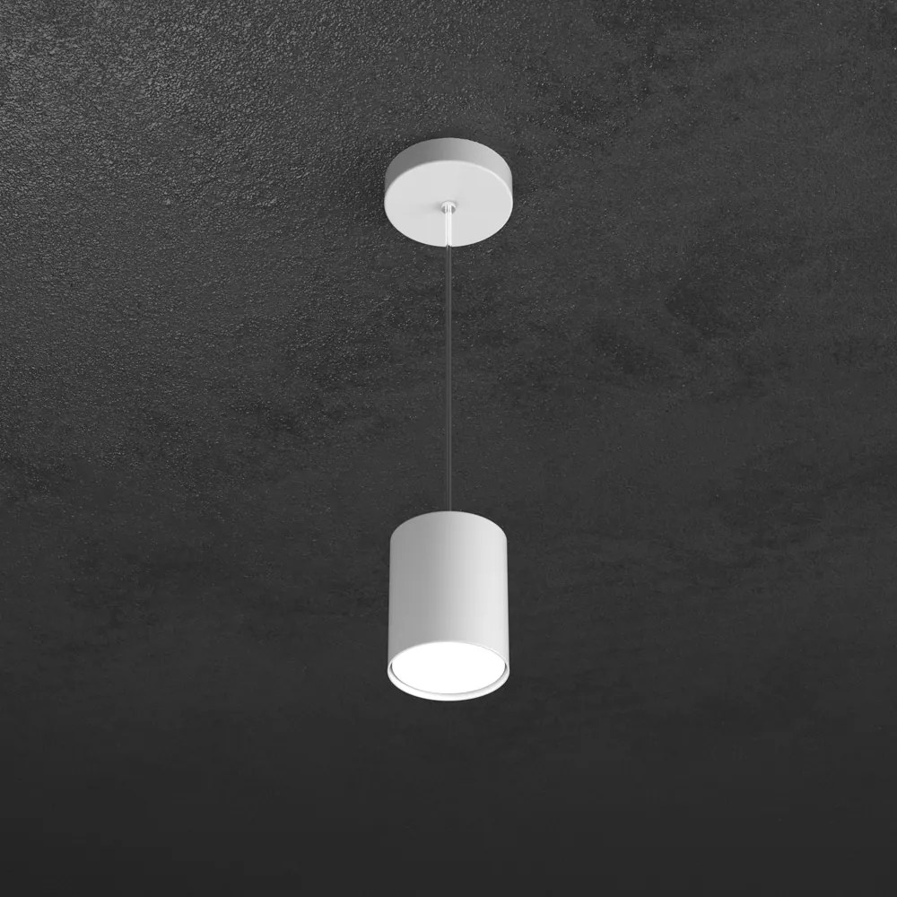 Sospensione Moderna Cilindrica Shape Metallo Bianco 1 Luce Gx53 10Cm