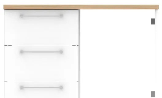 Mobile bagno con lavabo, top incluso L 122.6 x H 87.5 x P 60 cm bianco e rovere naturale in truciolare 3 cassetti Remix