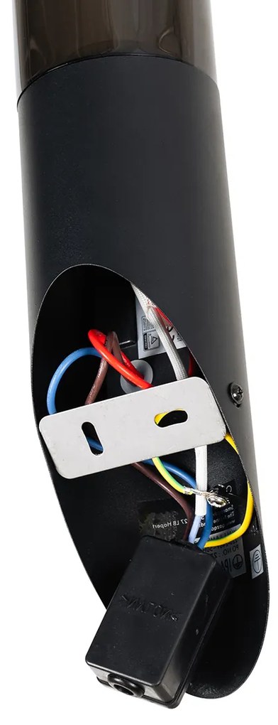 Lampada da parete moderna per esterni nera con sensore di movimento IP44 - Rox