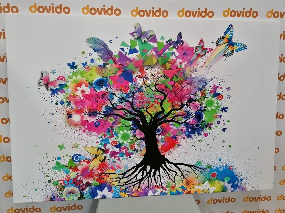 Quadro su tela – Albero fiorito pieno di colori