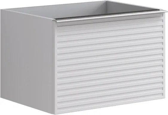 Cassettiera Pixel con 2 cassetti  frontale stripes laccato opaco bianco e maniglia alluminio brillante L60 x H40 x P45,5 cm