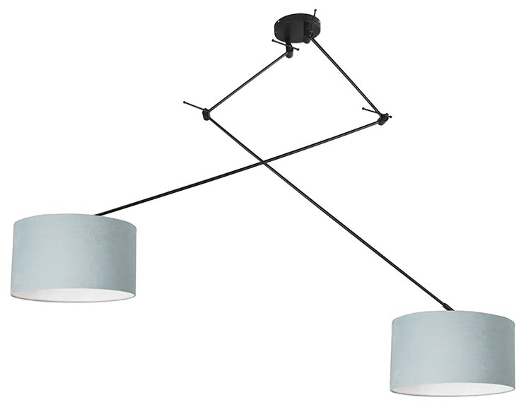 Lampada a sospensione nera con paralume 35 cm blu chiaro regolabile 2 luci - Blitz