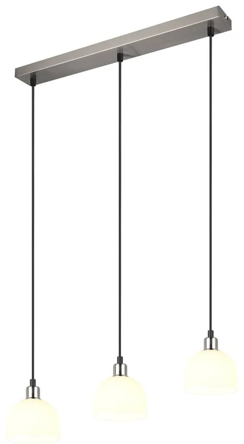 Lampadario bianco/argentato con paralume in vetro Molly – Reality