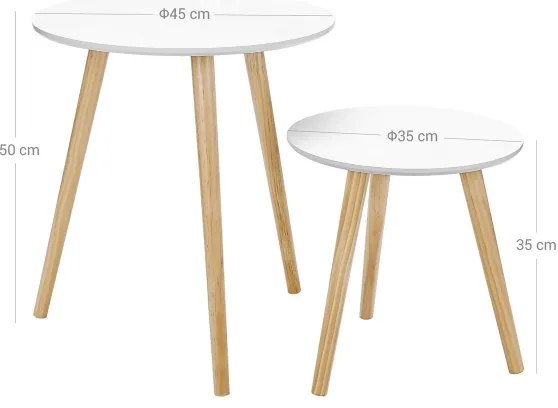 Set di 2 tavolini laterali SERA bianco/marrone