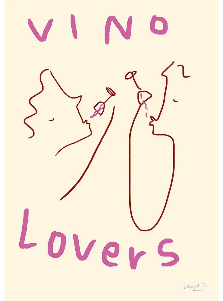 Poster 50x70 cm Vino Lovers – Ruby Hughes – The Poster Club