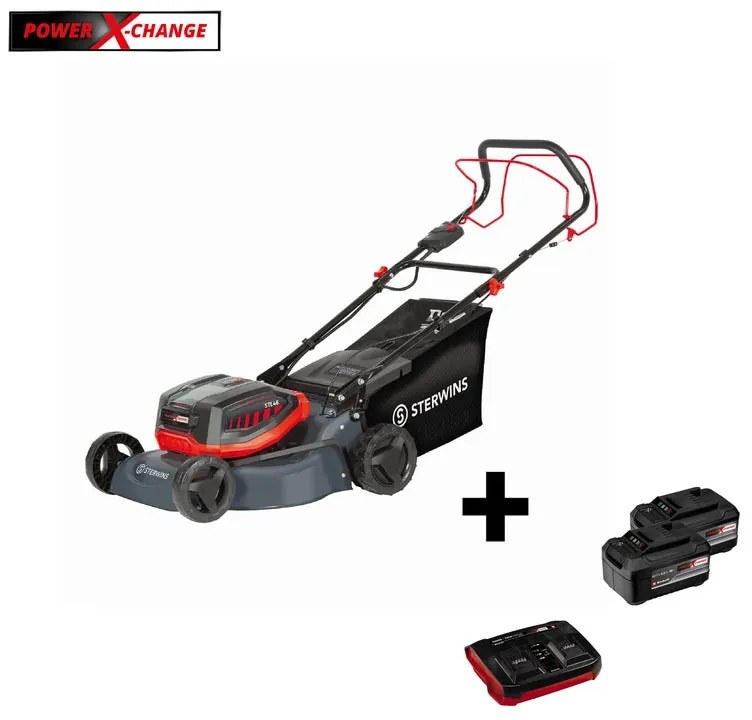Tagliaerba a batteria a velocità non regolabile STERWINS Powerxchange 220V L 46 cm, 2 batterie incluse