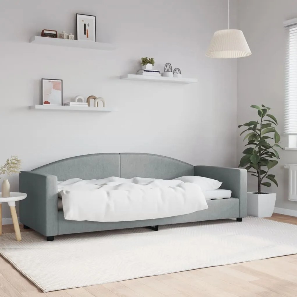 Letto da giorno grigio chiaro 80x200 cm in tessuto