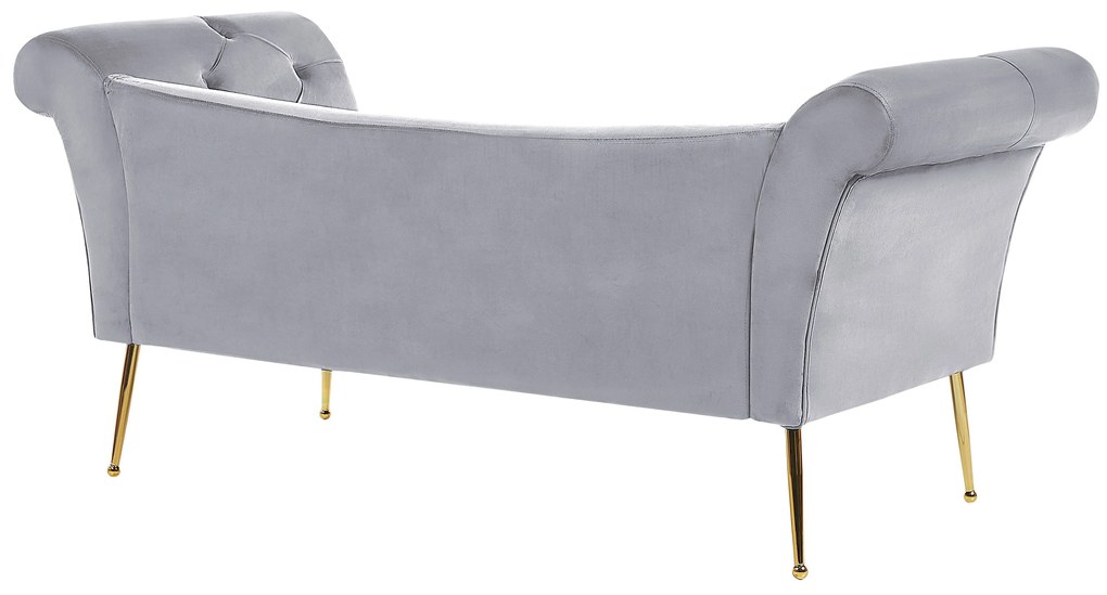 Chaise longue in velluto grigio chiaro NANTILLY Beliani