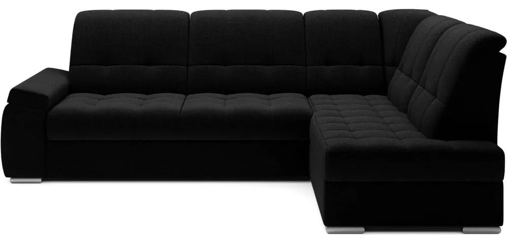 Divano angolare nero allungabile/con contenitore (con penisola a destra/a L) Sado – ELTAP