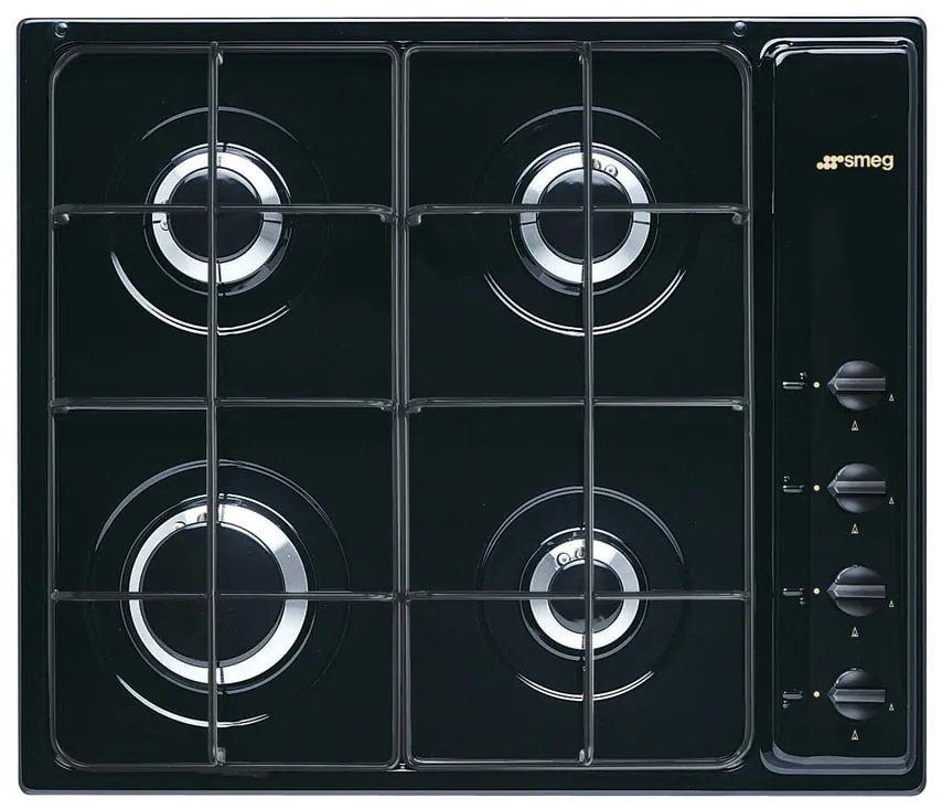 Piano cottura 4 fuochi L 58.5 cm S64SN SMEG nero griglie in acciaio smaltato