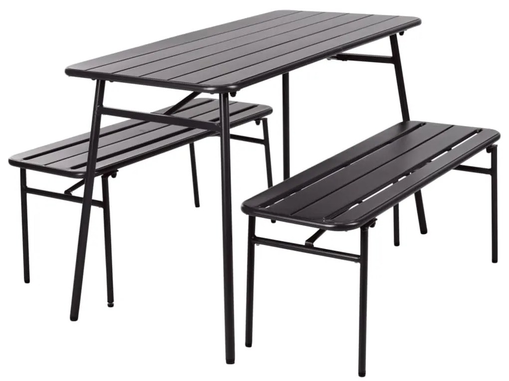 Progarden set tavolo e panca da giardino 3 pz in acciaio grigio