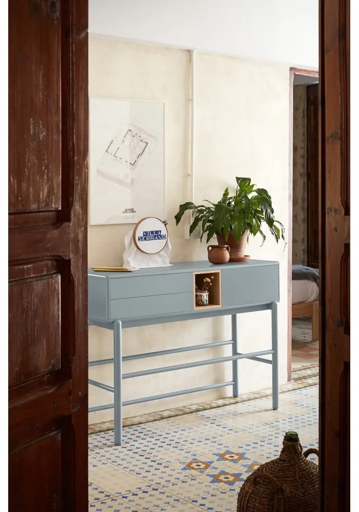 Tavolo consolle blu-grigio 35x120 cm Corvo - Teulat