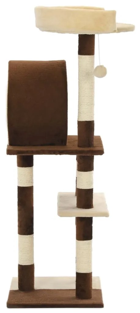 Albero per gatti con tiragraffi in sisal 127 cm beige e marrone