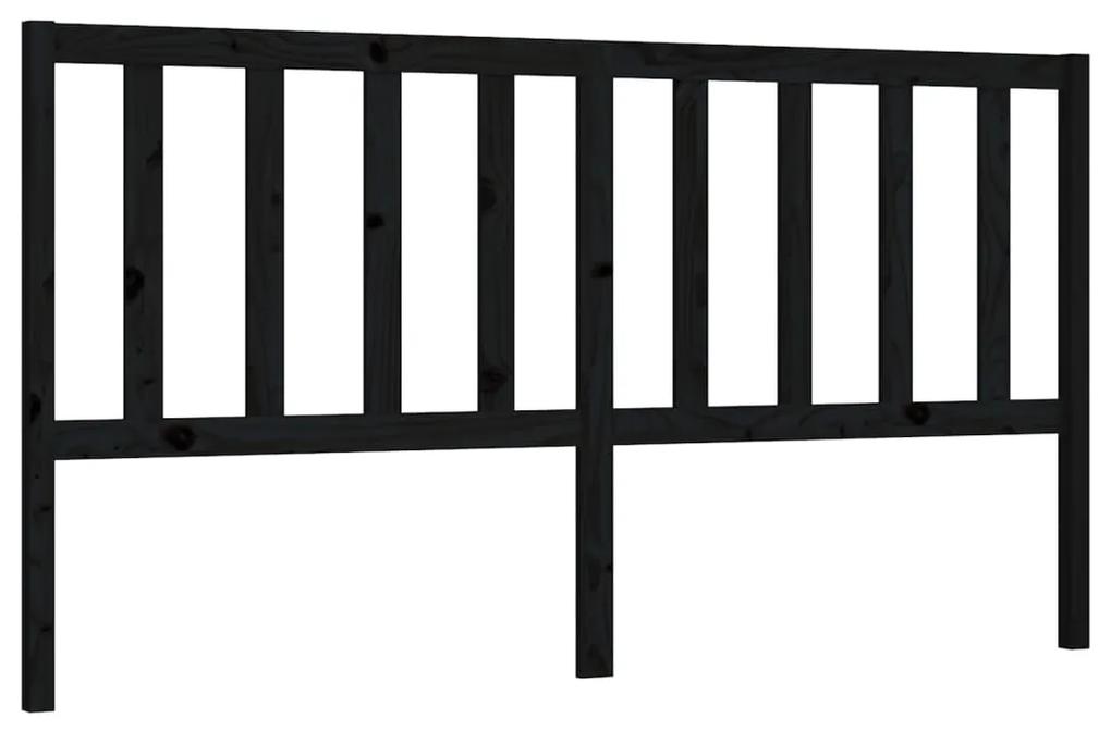 Testiera per letto nera 206x4x100 cm in legno massello di pino