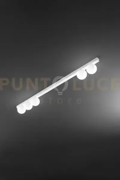 Applique in metallo bianco e vetro bianco acidato snooky 5 luci att...