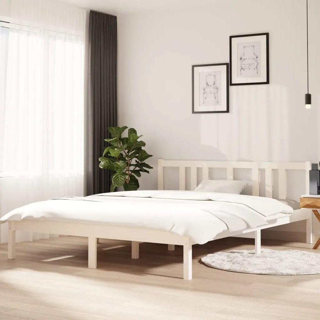 Giroletto Bianco İn Legno Massello 150x200 Cm King Size /