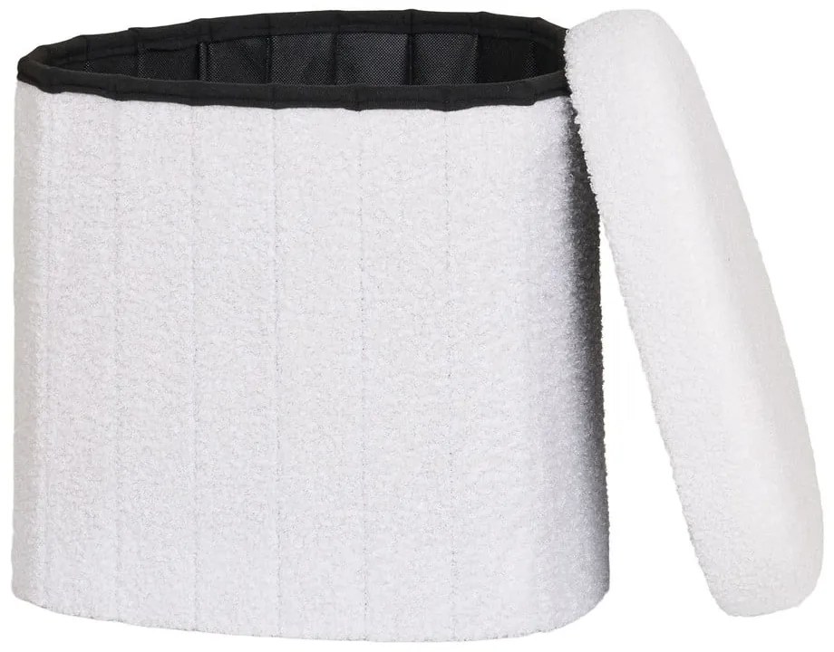 Poggiapiedi bianco con rivestimento in bouclé Medford – House Nordic