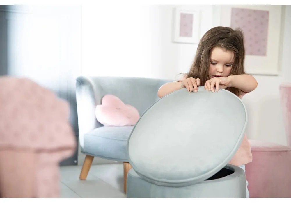 Pouf per bambini in velluto azzurro Lil Sofa - Roba