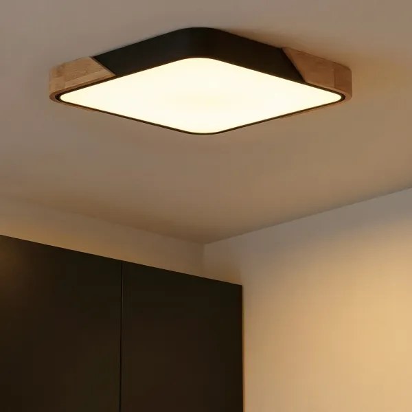 Brilagi - Plafoniera LED dimmerabile PILANA LED/48W/230V rovere/nero 56x56 cm + telecomando
