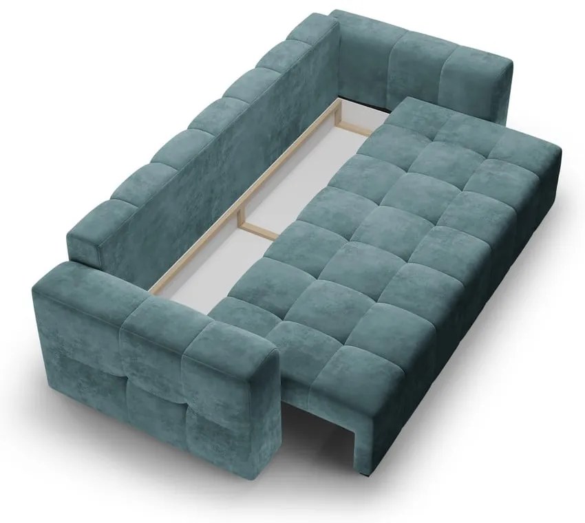 Divano letto in velluto blu Luca - Milo Casa