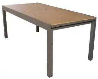 Tavolo Allungabile Cayman 160/240 X 95 in Alluminio Bianco/Taupe con Piano Polywood Teak, Taupe