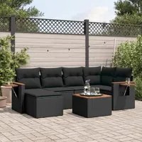 Set Divani da Giardino con Cuscini 7pz Nero Polyrattan 3259423