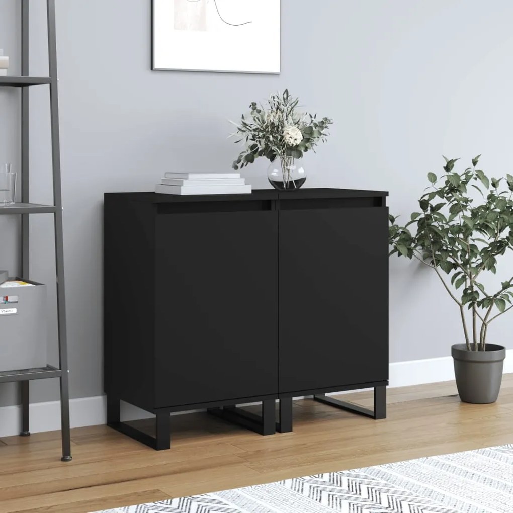 Credenze 2 Pz Nere 40x35x70 Cm İn Legno Multistrato /