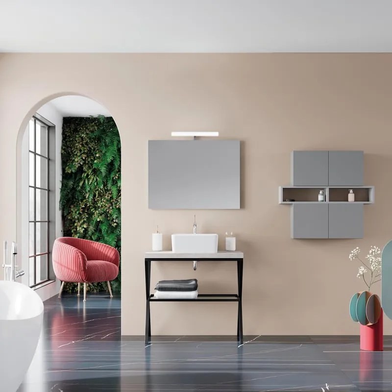 Mobile da bagno sotto lavabo Kros nero opaco L 80 x H 60 x P 48 cm, lavabo non incluso