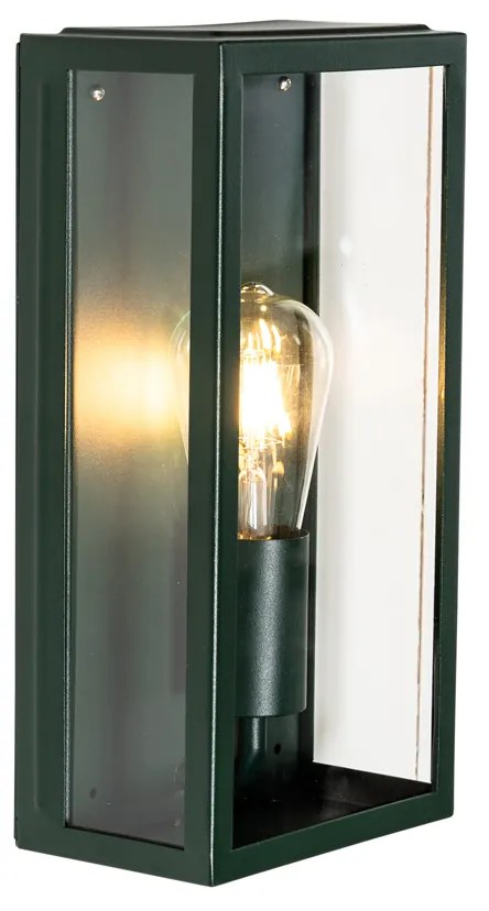 Lampada da parete per esterni industriale verde scuro con vetro IP44 - Rotterdam