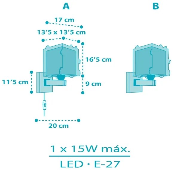 Dalber 63359 - Applique per bambini ROCKET 1xE27/15W/230V