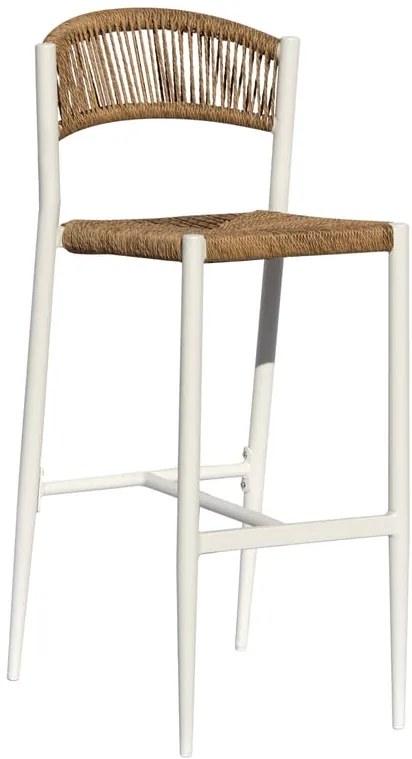 Sgabello da giardino in alluminio bianco, seduta in rattan sintetico