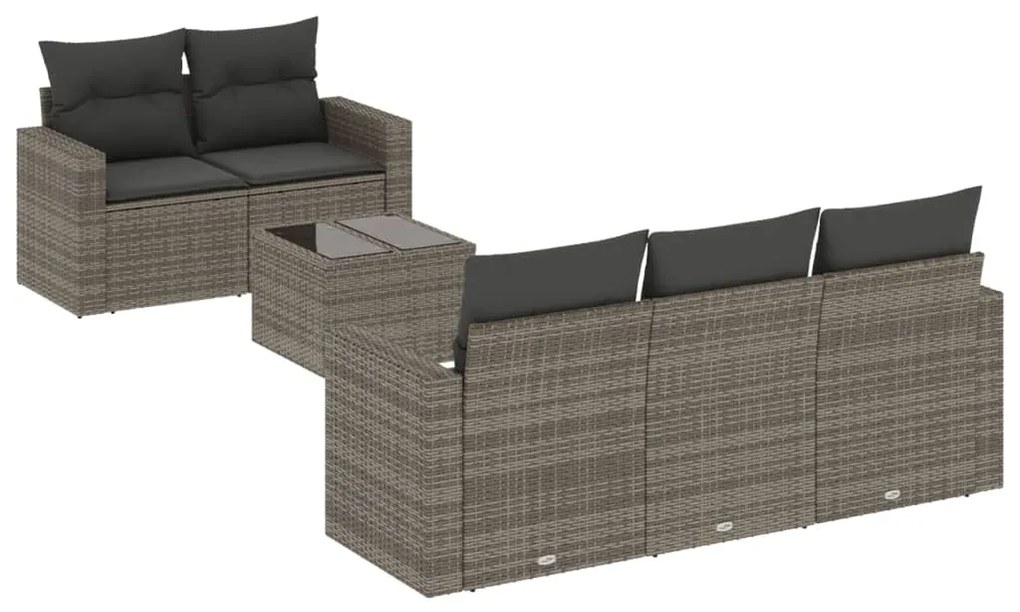 Set divano da giardino 6 pz con cuscini grigio in polyrattan