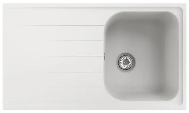 Lavello sopratop 1 vasca in quarzo bianco DELINIA Elbe L 50 x L 86 cm