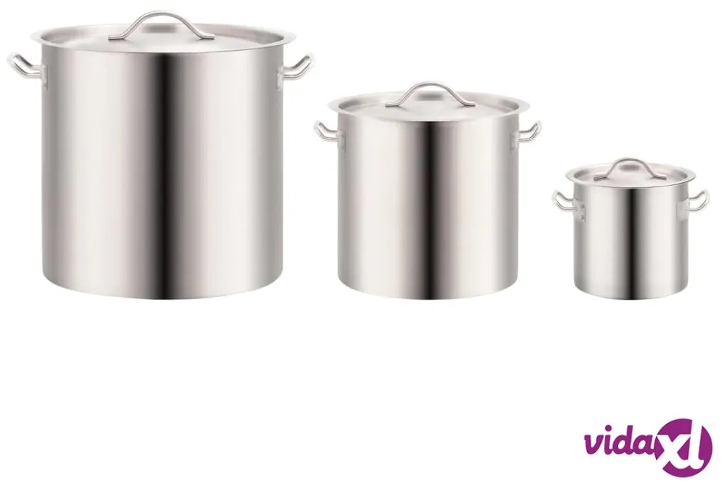 vidaXL Set di Pentole 3 pz 50/21/6 L in Acciaio Inossidabile