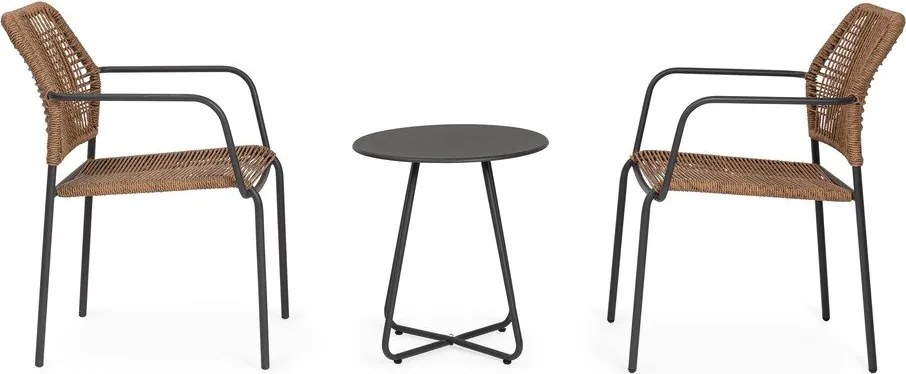 Sedia da esterno grigio scuro/di colore naturale in metallo Jable – Bizzotto