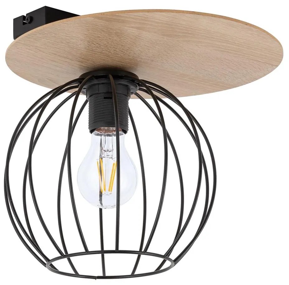 Lampadario a plafone CYBER 1xE27/60W/230V legno/nero