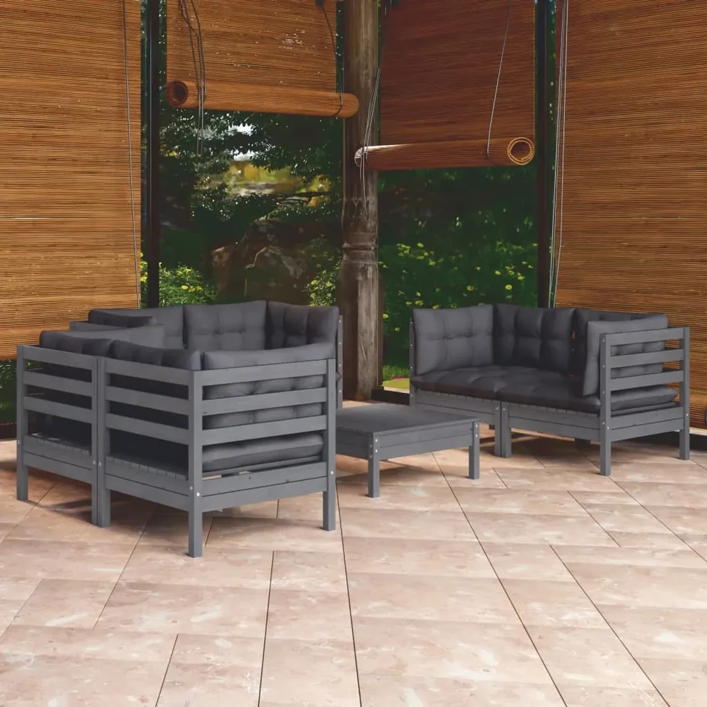 Set divani da giardino 7 pz con cuscini legno di pino