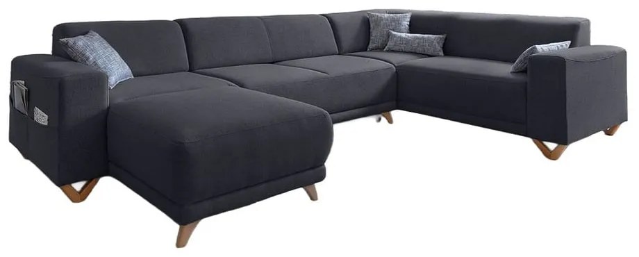 Divano angolare color antracite allungabile e con contenitore (penisola a destra/a U) Classy Sophie – Miuform