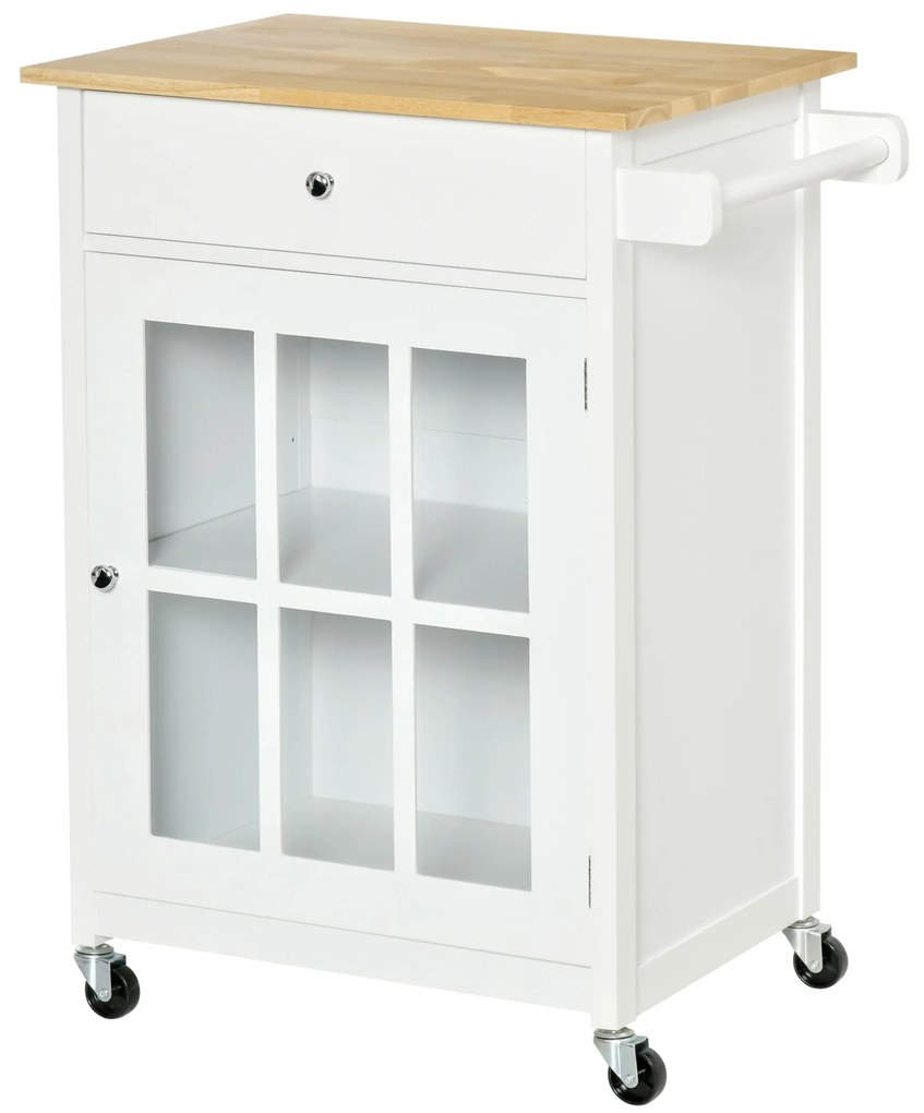 Carrello da Cucina 67x48x86,5 cm in Legno Bianco