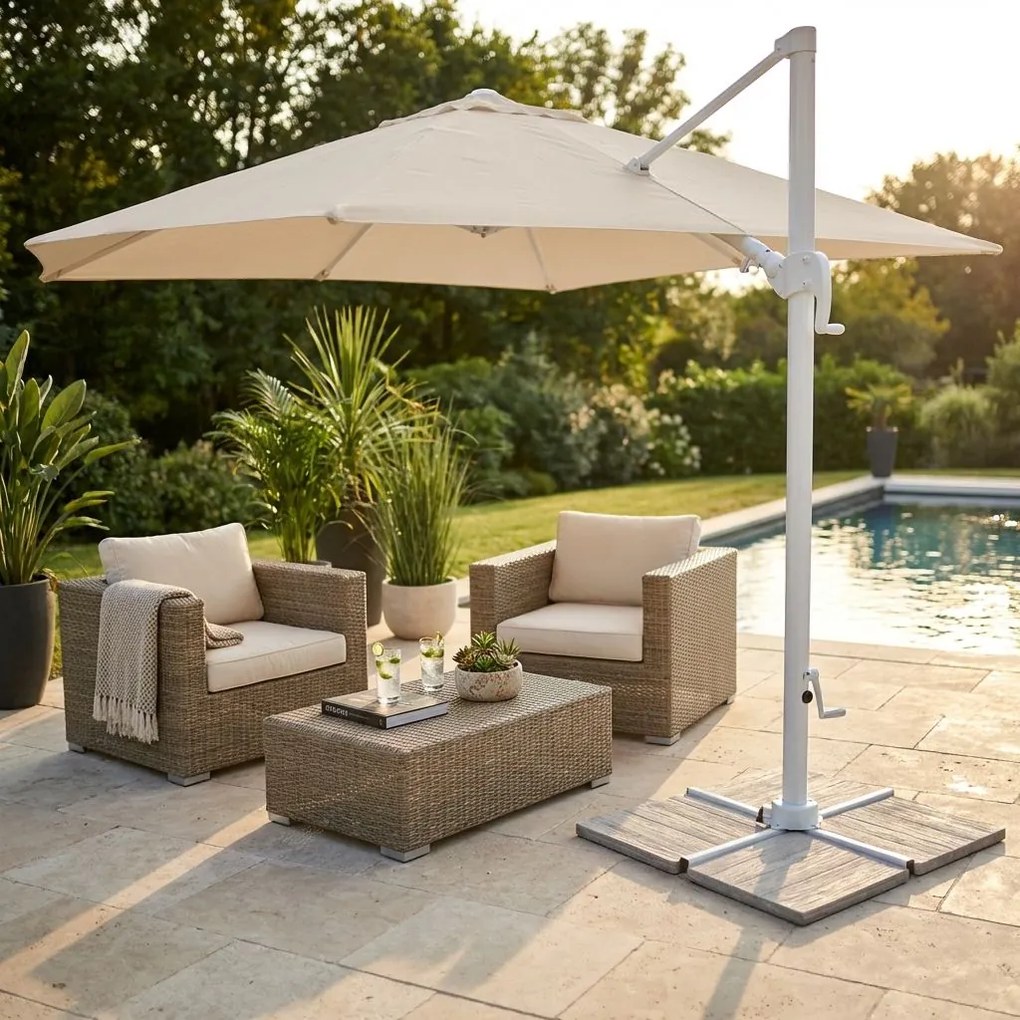 BACTRUS - ombrellone da giardino decentrato 3 x 3 m