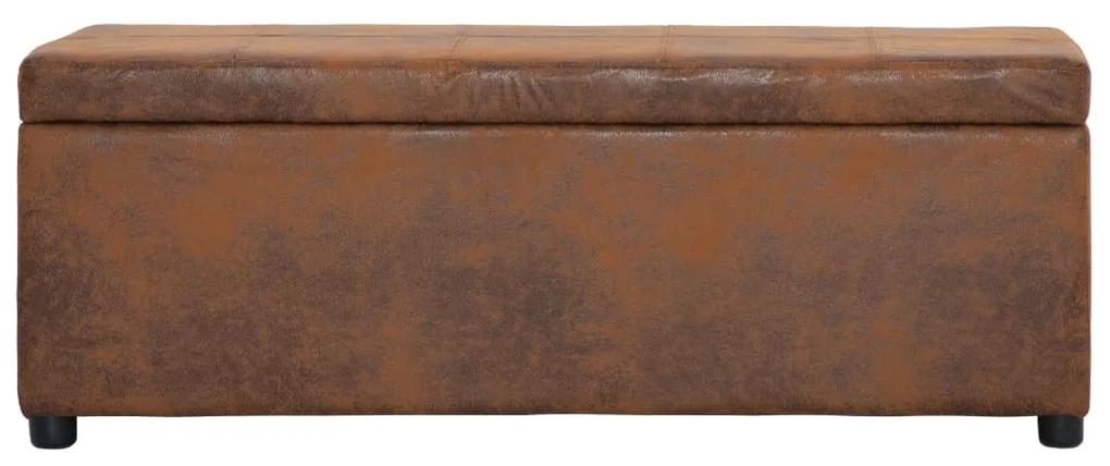 Panca vano portaoggetti 116 cm marrone similpelle scamosciata