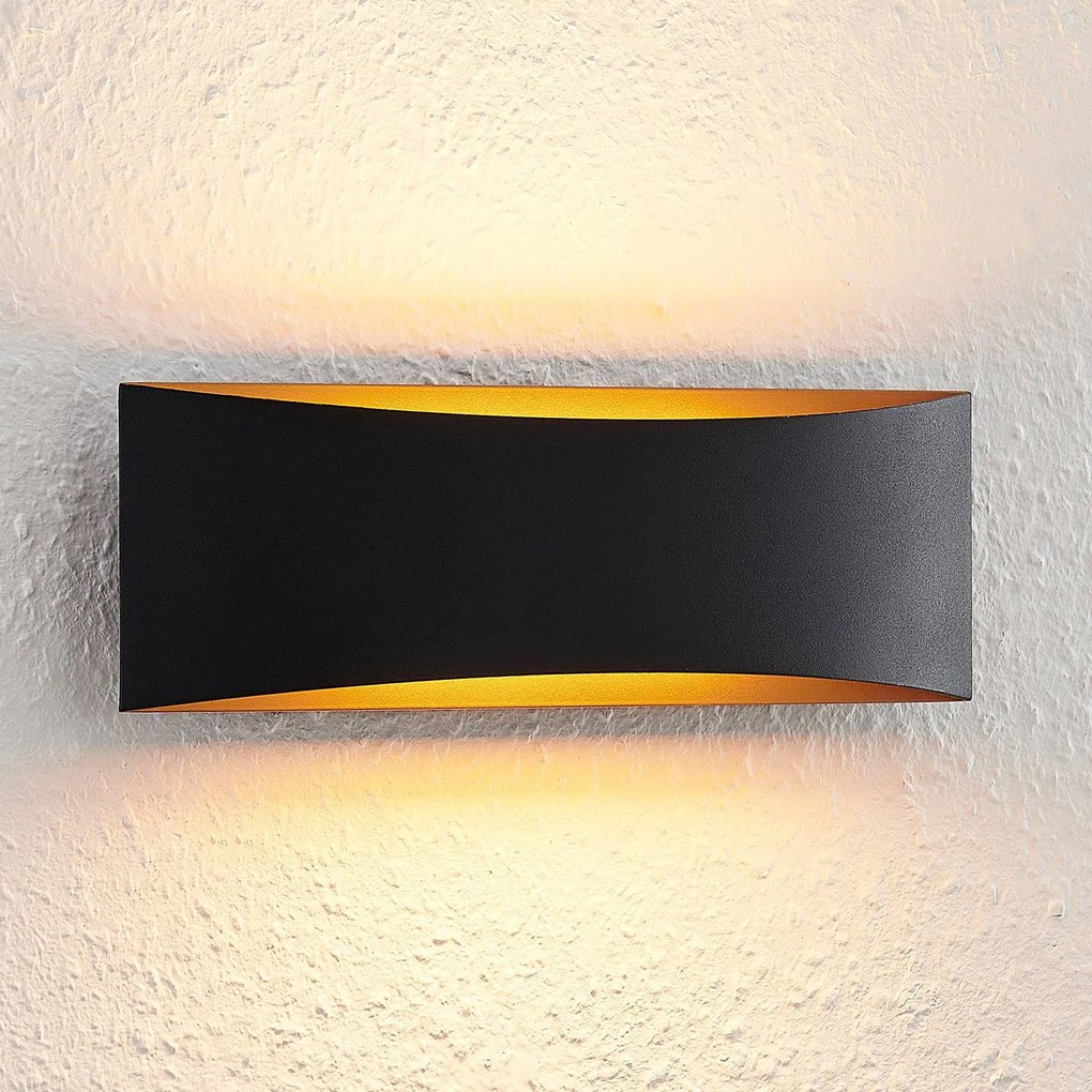 Arcchio Applique a LED Jelle, 27 cm, nero/oro, alto/basso