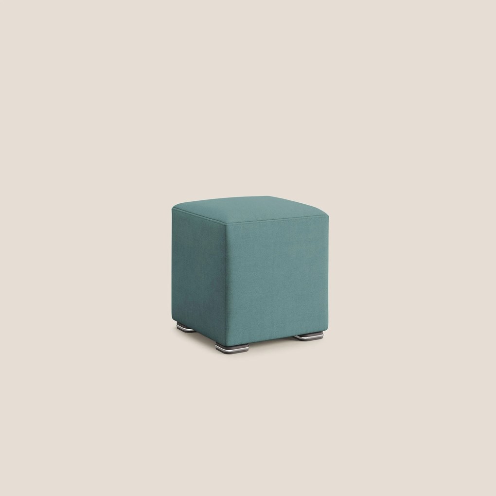 Cube pouf in tessuto morbido impermeabile T02 petrolio