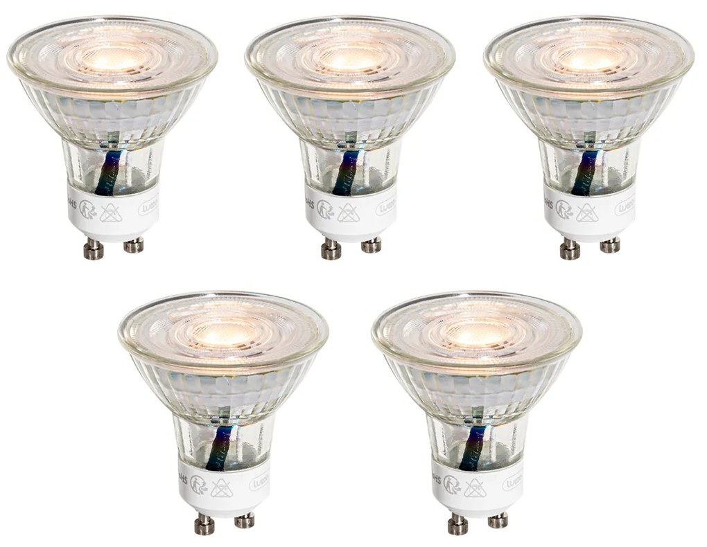 Set van 5 GU10 50mm LED lampen helder 3W 200 lm 2200K