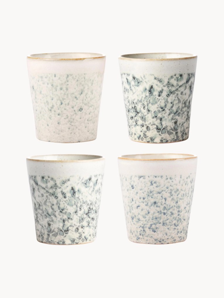 Set di 4 tazze fatte a mano con smalto reattivo 70's
