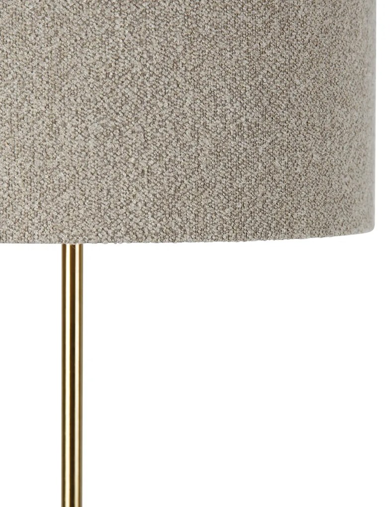 Lampada da terra moderna ottone con paralume bouclè tortora 50cm - Kaso